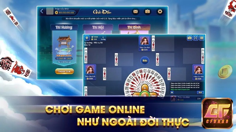 Giao diện trò chơi bài chắn sân đình