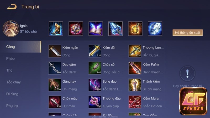 Cách lên đồ cực mạnh cho Ignis liên quân